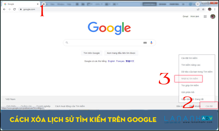 Cách xóa lịch sử tìm kiếm trên Google
